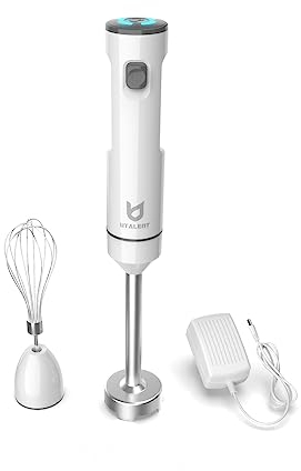 UTALENT Cordless Hand Blender, Variable Speed Immersion Blender handheld Rechargeable, with Fast Charger, Milk Frother, Egg Whisk, for Smoothies, Milkshakes, Hummus and Soups – White