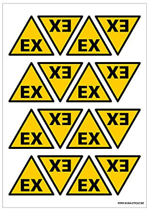 Autocollants Danger EX Zone ATEX (C0004T_PL). Planche d'Autocollants EX 36 stickers de 5 cm ou 16 stickers de 7 cm -