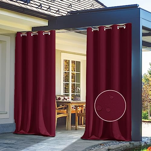 GZQIAWY 1PC Outdoor Curtains for Gazebo Waterproof Outdoor Furniture Living Room Bedroom Decoration Window Curtain Ideas Shower Curtain Design Wall Red 60 in x 55 in (W x L)