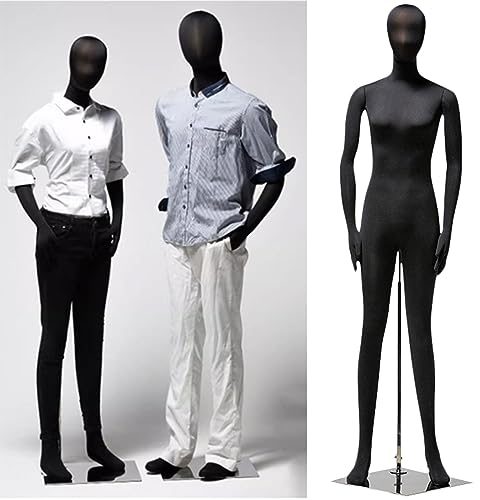 Schneiderpuppe Weiblich Groß Weiblich Männlich Männchen Schwarz Flexibel Biegbar Nähpuppe, Ganzer Körper Anheftbar Schneiderin Kleid Form, Verstellbare Arme & Biegsame Beine, Ständer Aus Metall ( Size