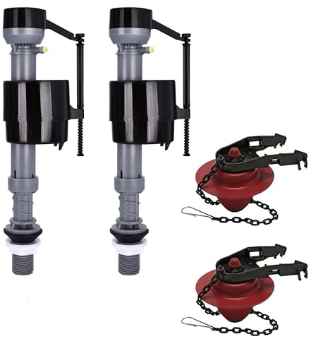 PLEMONT Toilet Tank Replacement Kit 2-Pack - Complete Parts: Universal Toilet Fill Valve and 2 Toilet Flapper Repair Kit - Toilet Flush Repair Kit - Efficient Flush System - 7.8Lx5.9Wx5.5H in