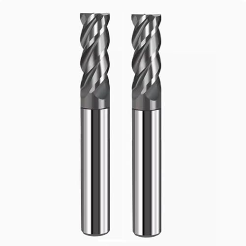 Hunricho 2PCS 1/2'' Carbide Square End Mill Bits Set, Milling Bits Cutter 1/2 Carbide End Mills for Alloy Steels/Hardened Steels, HRC 45 Deg Single End 4 Flute AlTiN Coating (2PCS 1/2in)