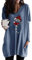 OMZIN Womens Christmas Sweatshirt Langarm Pullover mit niedlicher grafischer Kleidung Herbst Winter Lose Casual Sweater Shirt Weinglas Blau XL