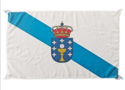 Bandera Galicia Grande 150x90cm, Bandera Galicia para Balcon con 4 Ojales y 4 Bridas, Banderas de Galicia Grandes para Eventos Deportivos