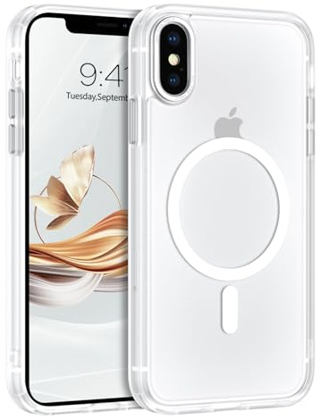 GUAGUA Magnetisch Handyhülle für iPhone XS Max Hülle [Kompatibel mit MagSafe] Matt Handyhülle Stoßfest Rückseite Durchscheinende Dünn Slim Magnet Schutzhülle Case für iPhone XS Max (6,5'') Weiß