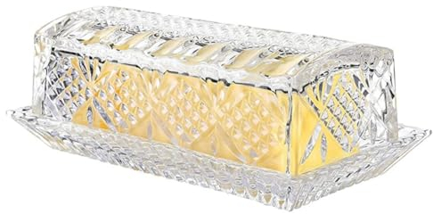 Mantequillera de vidrio para soporte de mantequilla en la encimera, recipiente de mantequilla transparente para servir queso
