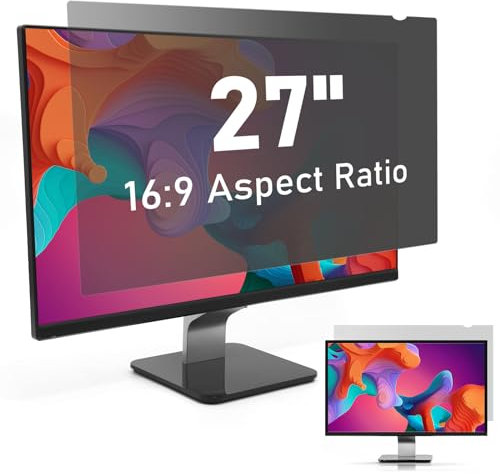27 inch Computer Privacy Screen Filter,SOPPY Anti Glare Blue Light Scratch Protector Film for 27 inch Computer 16:9 Widescreen Monitor, Anti Spy Security Protector Shield (WxH: 598mmx337mm)