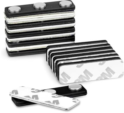JINJUMEI 12 Stück Magnet Namensschild, Selbstklebend Magnetisch Namensschild Namensschilder für Kleidung Metall Namensschild Halter mit 3-Punkt Magnet für Kleidung Beschriftung Fliegengitter