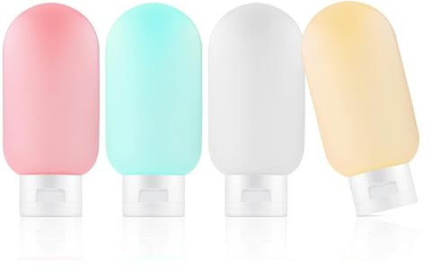 YiYFiT 4Pcs Candy- colors Travel Bottles for Toiletries, 60ml Leak Proof Travel Bottles Refillable Squeezable Containers for Liquids Shampoo Conditioner Lotion Shower Gel