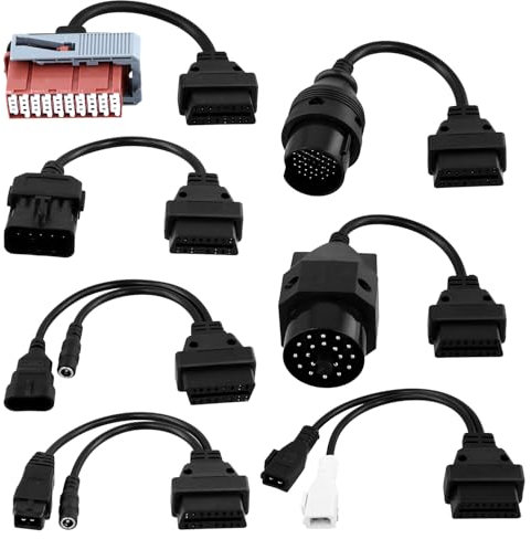 QWORK® 8 Stück Kabel Adapter Diagnose OBD Set, OBD Diagnosegerät für Auto, Universal OBD2 OBD1 Diagnose Kabel