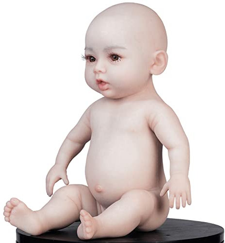 MOTLEYBEAN 18.5 Zoll Silikon Reborn Babypuppe realistische Ganzkörper Babypuppen aus weichem Silikon kein Vinyl lebensechte Puppen waschbar (Mädchen - mit Skelett - braune Haare)