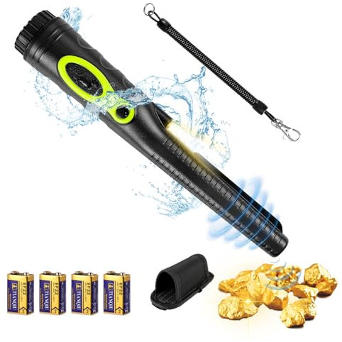 BJR Pinpointer IP68 Impermeabile 10 Metri Subacquea con 2 Batterie Portatili Arancione Metal Detector Oro Argento Monete Strumenti per Bambini Piccoli Adulti Nero