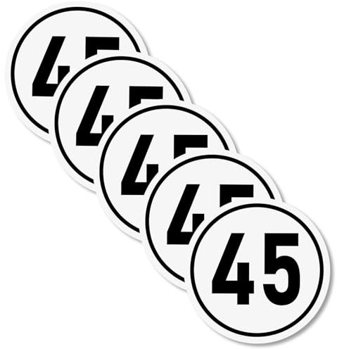 5 Stück 45 kmh Aufkleber Geschwindigkeits Schild Aufkleber Sticker 45 km/h Geschwindigkeitsaufkleber Aufkleber Auto LKW Nach Din 1451 für LKW Anhänger Trecker Schlepper 20cm