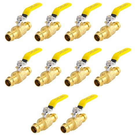 SECKWHALE 1/2 Zoll Press X Press Pro Messing-Kugelhahn mit EPDM, 1/4 Zoll Drehung, Vollanschluss, Absperrkugelhahn, für Kupferrohranschluss (2 Stück)