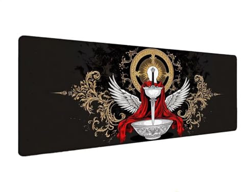 XXL Mouse Pad 400x900x4 mm, Large Mouse Mat Black, Gaming Mouse Pad Wing, Extended Mouse Mats for Desk, Keyboard and Mouse Mat with Stitched Edges, Non-Slip Rubber Base Desk Pad for Office Gaming M-6