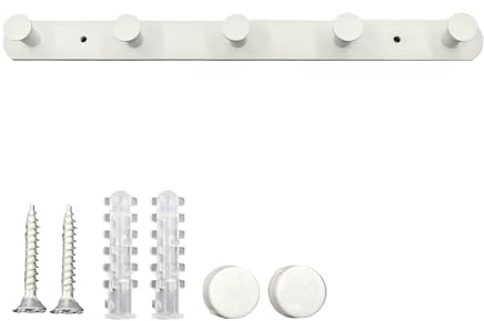 Molyorch Garderobenleiste Weiß, Wand Garderobenleiste, Kleiderhaken Wand, Hakenleiste Kleiderhaken Schwere, für Badezimmerhandtuch, Schlafzimmerkleidung, Küchentücher