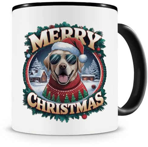 Samunshi® Weihnachten Tasse mit Spruch Merry Christmas Labrador Retriever Geschenk für alle Hudne Fans Kaffeetasse Tier Weihnachts Tassen zum Geburtstag Weihnachten 300ml schwarz