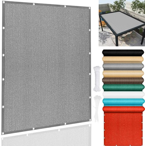 Tenda parasole per esterni, giardino, patio, 230 x 350 cm, 98% resistente ai raggi UV, resistente alle intemperie, durevole, perfetta tenda da sole in tela grigio chiaro quadrata per la massima