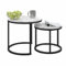 Ginhow Set mit 2 Runden Beistelltische, Wohnzimmertisch Weiß, Kleiner Couchtisch für Couch, Moderne Couchtische 50cm+ 40cm (Weiß und Schwarz)