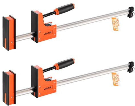 VEVOR Bar Clamps for Woodworking, 2-Pack 60.96 cm Parallel Clamp Set, F-Clamp with 680 kg Load Limit, Even Pressure, High-Strength Plastic and Carbon Steel, for Woodworking Metal Working, Orange