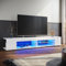 ELEGANT TV Stand Cabinet Unit with 16 RGB LED Lights, High Gloss Modern White TV Stand with Open Glass Storage Shelves and 2 Rear Storage Compartments for Living Room, Bedroom 1800x390x300mm