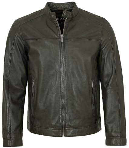 Jilani - Herren Echtleder Lederjacke Lammnappa Khaki
