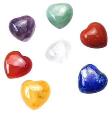 KOCKSHION 7stücke Herz-stein Chakra-steine -steine Herz-form Energiesteine Für Meditation Yoga Therapie Glatte Steine Natürliche Farben Kleine Steine