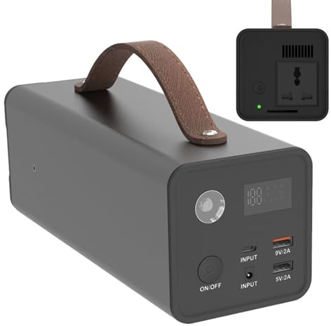 ZQBXHDZW Centrale Elettrica Portatile da 200W,Generatore Solare di Riserva per Campeggio con Presa Corrente Ca,Luce A LED Campeggio,Camper,Droni,Illuminazione Esterna(Black)