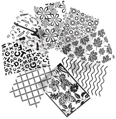 AUTSUPPL Gabarits de Gaufrage Facile à Couper en Plastique Noir Lot de 8 Texture Claire pour Scrapbooking et Enveloppes