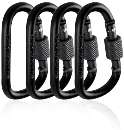 Wemoralix 4 PCS Locking Carabiner, Aluminum Alloy Key Chain Clip Hook for Outdoor & Travel Activities, Camping, Hiking & Fishing