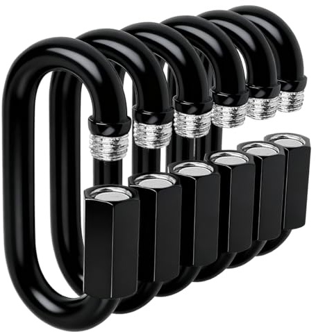 Quick Link - Ekunbuy Heavy Duty Black Chain Link Connector,Screw Lock Oval Clips Electrophoresis Anti-Rust Coating for Secure Outdoor & Indoor Use in Camping, Hammocks,Gym (M6(2.36in, Piece, 6)