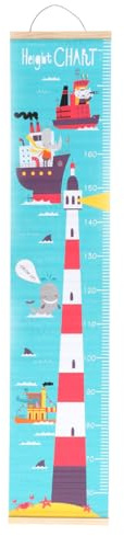 GLSTOY Nordischer Wachstumstabellen Wandbehang für Kinderzimmer mit Cartoon Leuchtturm Motiv aus Stoff Leicht Aufzuhängen Größenwachstumstabelle für Junge Mädchen im Raum