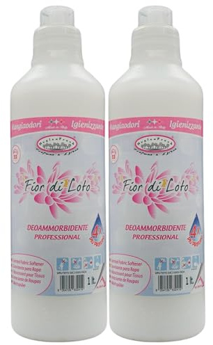 2x DeoAmmorbidente Profumante Ad Alta Concentrazione Ad Effetto Protettivo Sui Tessuti. Molecole Super Attive Per Un Extra Morbidezza 1000ml (FIOR DI LOTO)