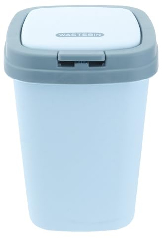 DOITOOL Poubelle à Bouton-poussoir en Plastique 6l avec Couvercle, Petite Taille Bleu Ciel, Silencieuse et Pratique Cuisine, Bureau et Salle de Bain, Poubelle de Maison Compacte