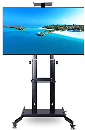 Portable TV Stand Swivel Floor TV Stand for Most 32-52 Inch LCD LED OLED Plasma Flat Curved TVs Height Adjustable with Cable Management Max VESA 400x400mm TV Table Stand