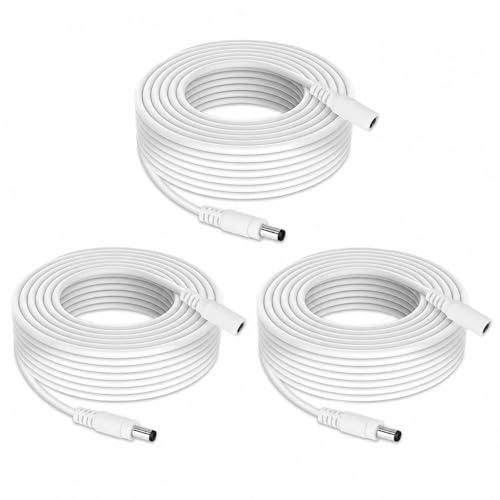 3 Stück DC Verlängerungskabel 2m Weiß, 5,5 x 2,1 mm DC Stecker auf Buchse, 12V Verlängerungskabel bis 75W, DC Power Kabel für LED Strip, Kamera, Router, Monitor, TV Box, Glasfasermodem