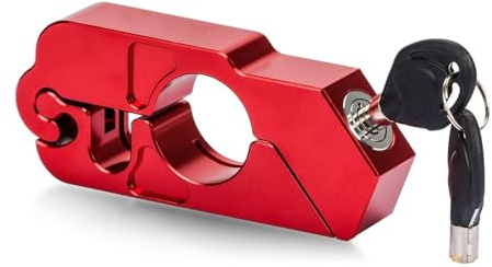 Candado Moto Cadena Manillar de Motocicleta Universal, manija de Bloqueo, Agarre del Acelerador, Seguridad antirrobo Candado Cadena(Red)