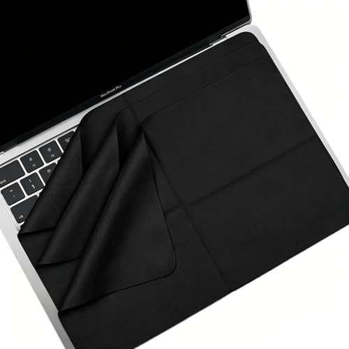 KEANBOLL 2 Pack Screen Keyboard Imprint Protection Microfiber Liner, Black | Soft Texture Cleaning Cloth, Compatible with MacBook Neo/Pro/Air 13~14-Inch, Screen closes fully