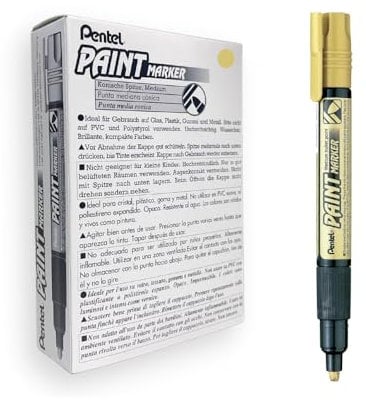Pentel Paint Marker Lot de 12 Marqueurs permanents MMP20 Encre peinture Or