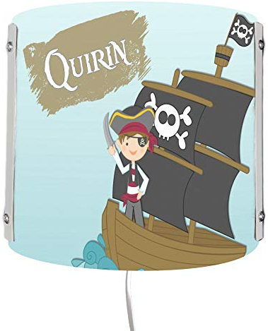 CreaDesign WA-1028, Pirat, Kinderzimmer Wandlampe personalisiert mit Namen, Nachtlicht/Schlummerlicht für Steckdose, E14, 22 x 22,5 x 8,5 cm