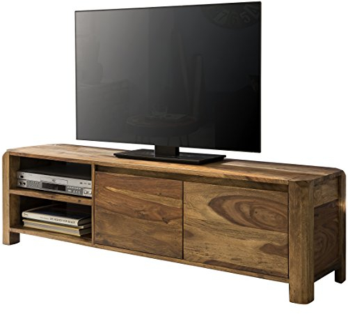 FineBuy Lowboard Massivholz Kommode 140 cm TV-Board Ablage-Fächer Landhaus-Stil Unterschrank 40 cm TV-Möbel