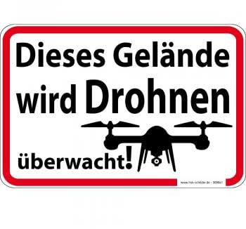 HSK Hinweisschild - Drohnen überwacht - 30x20cm - Wetterfest, UV-beständig, Kratzfest
