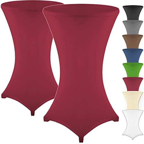 Gräfenstayn 2er-Set Stretch Stehtischhusse Diana mit Öko-Tex Siegel, Verstärkung im Fußbereich, in vielen Farben und Größen Ø60-65cm / Ø70-75cm / Ø80-85cm (Bordeaux, Ø80-85cm)