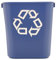 Rubbermaid 295573Be Small Deskside Recycling Container, Rectangular, Plastic, 13.625Qt, Blue