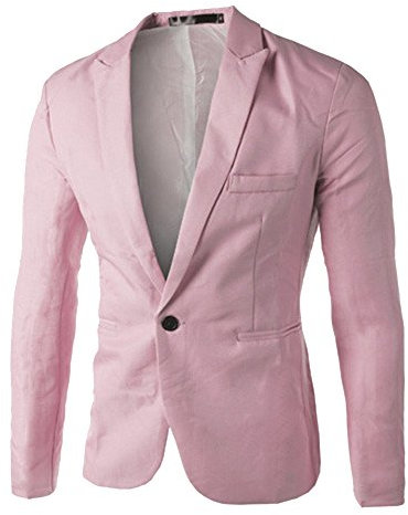 Slim Fit Uomo Casual One Button Elegante Vestito di Affari Cappotto Giacca Blazers Rosa L