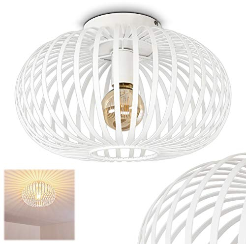 HOFSTEIN Deckenleuchte Oravi, runde Deckenlampe aus Metall in Weiß, 1-flammig, E27-Fassung, Leuchte mit tollen Lichteffekten an der Decke, ohne Leuchtmittel