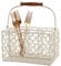 Dibor Cream Cutlery Caddy - Hand Woven Mesh Rack Basket Holder Four Section Organiser
