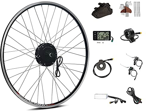SEASON 26'' E-Bike Umbausatz 36V 350W Brushless Getriebe Hinterrad Nabenmotor, passend für Kassette 8/9/10 Gang, mit LCD Anzeige