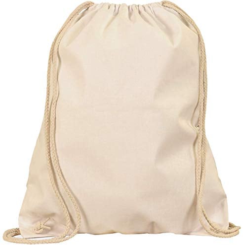 Baumwoll Turnbeutel 1 Stück 38 x 42 cm Sportbeutel - Rucksack Stofftasche Bag, Beutel, Baumwollbeutel, Jutebeutel Oeko-TEX® geprüft Stoffbeutel Damen & Herren, Kinder Gym Sack zum bemalen in Natur