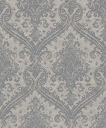 Rasch Tapeten Vliestapete (Classic-Chic) Grau silberne 10,05 m x 0,53 m Saphira 420548